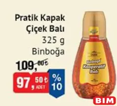 BİNBOĞA PRATİK KAPAK ÇİÇEK BALI 325 G fiyat ve kampanya bilgisi